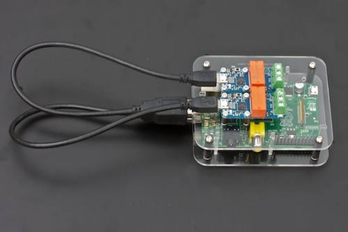 The Raspberry Pi, with two modules