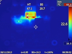Thermal image of a  Yocto-Watt measuring a high current