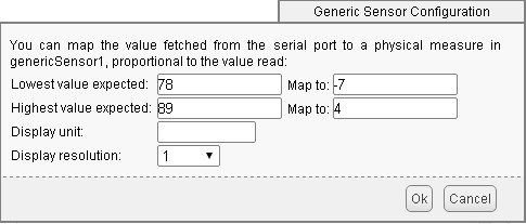 Configuration de genericSensor1 du YoctoSerial