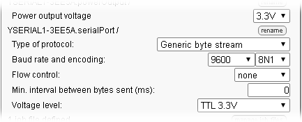 Configuring the serial port of the  Yocto-Serial