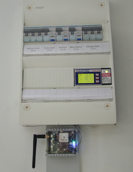 A distribution panel with an energy counter connected by GSM