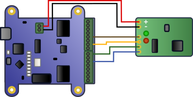 Le Yocto-Maxi-IO-V2 peut même alimenter un petit circuit externe en 3.3V ou 5V. Attention à ne pas consommer plus de 100mA en tout, sorties comprises!