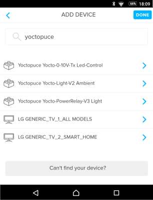 Ajouter des modules Yoctopuce (non on ne sait pas pourquoi les TV LG apparaissent aussi)