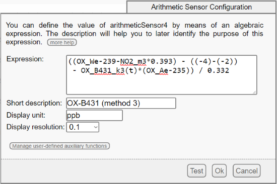 Configuration of arithmeticSensor4