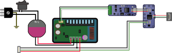Diagram for a USB connection with a varying voltage