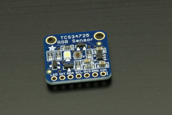 The TCS34725 sensor mounted on an Adafruit PCB