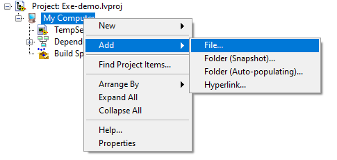 Adding files to the project