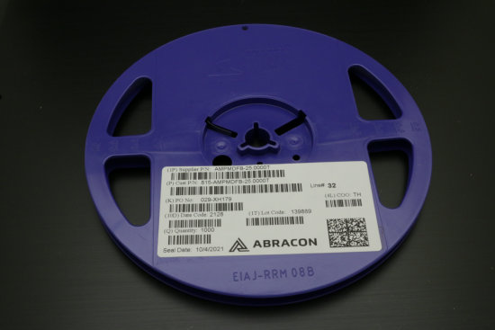 A component reel with a DataMatrix label