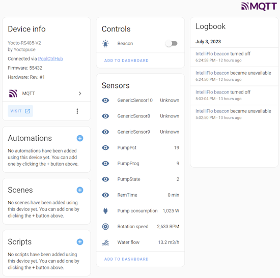 The measures detected by MQTT discovery