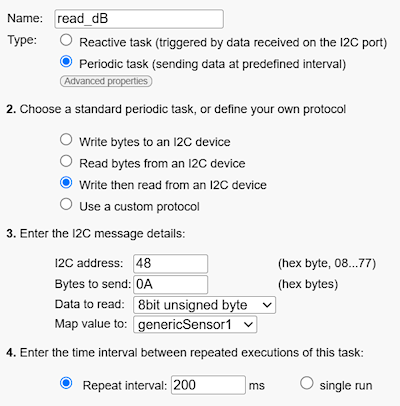 Task for reading current decibel value