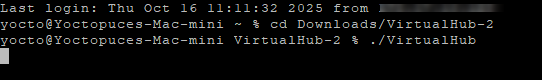 If you launch VirtualHub via SSH, no error message is displayed.