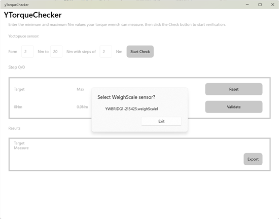 The application lists the available sensors The application lists the available sensors