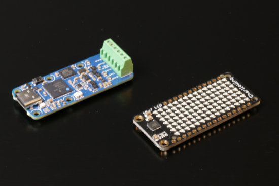 The electronics part: a Yocto-I2C-C and a CharliePlex FeatherWing