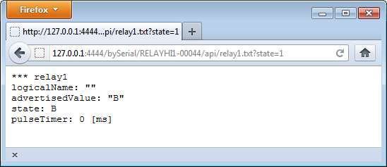 Changing a relay state with the virtual hub and a HTTP request