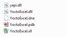 The Excel add-in files 