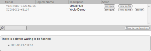 Les module en mode "mise à jour de firmware" apparaissent dans le VirtualHub
