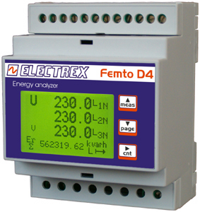 The Femto D4 counter takes the same volume as 4 circuit breakers