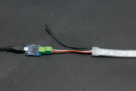 We used a Wurth XXX connector, but you can also solder the wires directly on the board