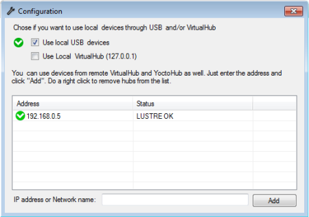 USB and network configuration
