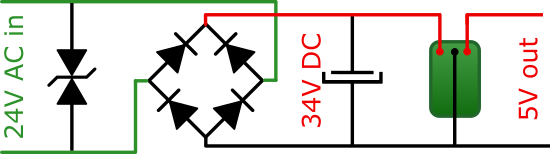 Convertisseur 24VAC vers 5VDC