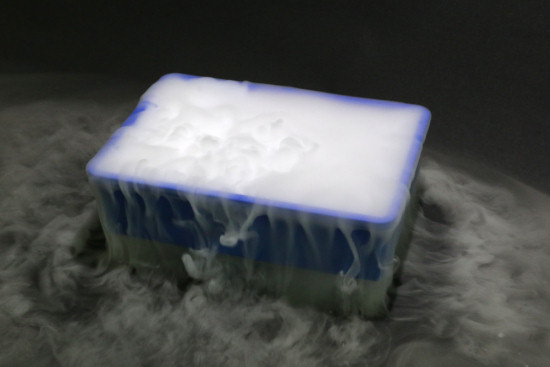 Dry ice + lukewarm water = instant fog