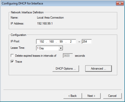 Configuring the DHCP server