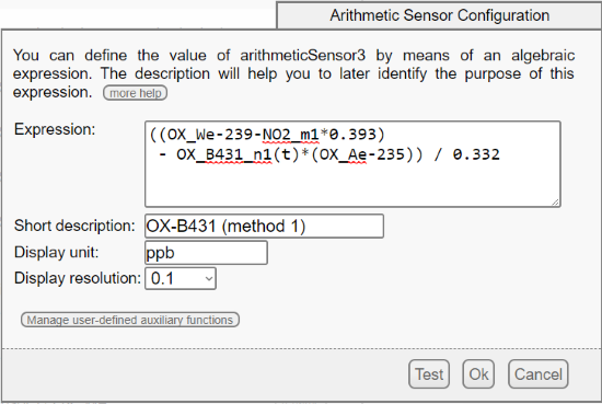Configuration of arithmeticSensor3