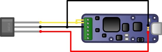 Câblage d'un capteur à effet hall NPN avec un Yocto-PWM-rx