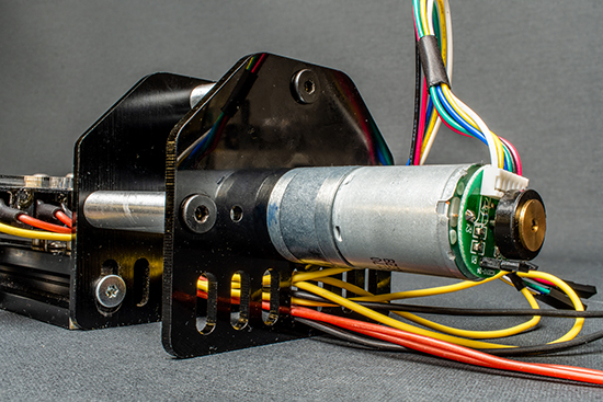 Reducted DC motor mounting with quadrature encoder
