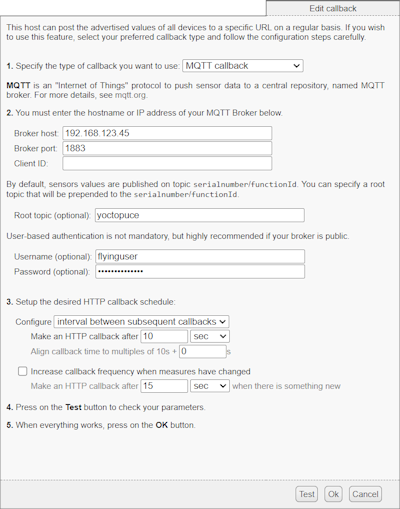 Configuration de la connection vers un broker MQTT