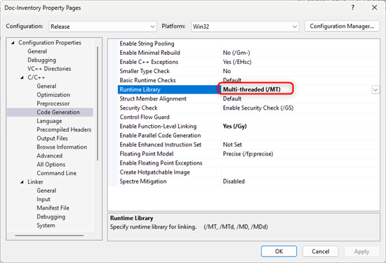 The standard library must be included in the executable